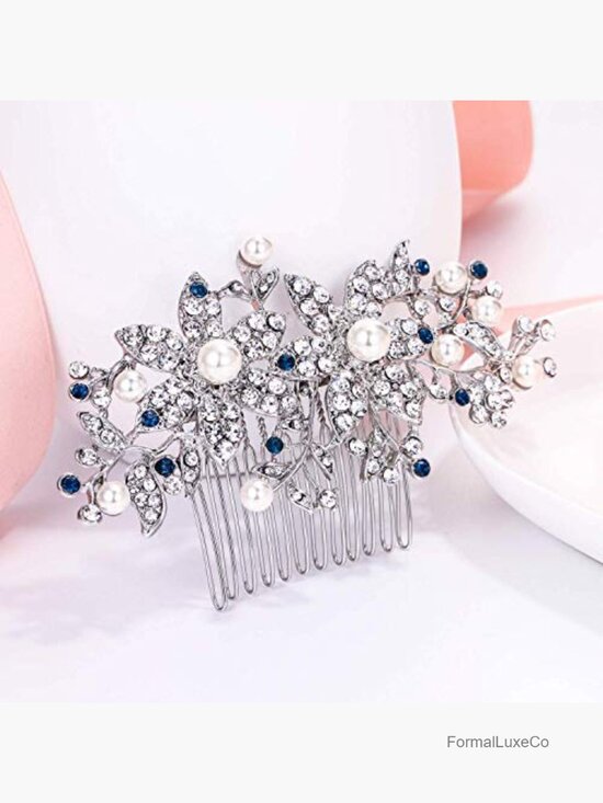 Austrian Crystal Simulated Pearl Vintage Hair Comb for Weddings Prom main image 4